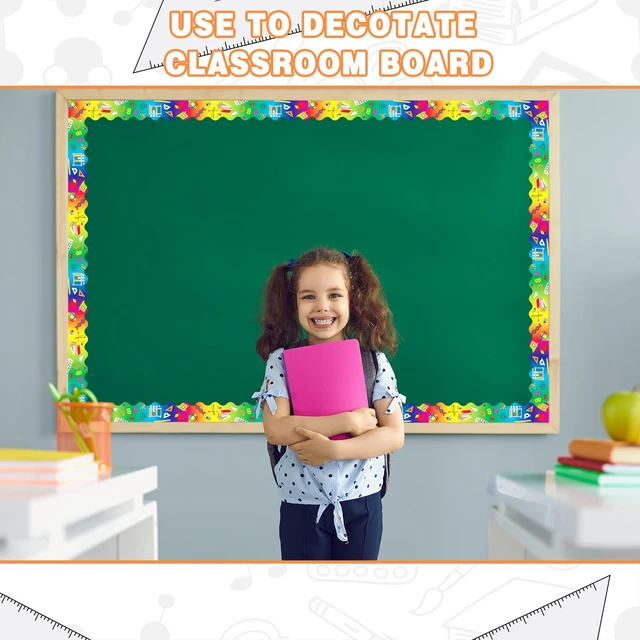 Alt view image 4 of 7 - 84 Pcs 83 ft Classroom Bulletin Board Borders, Cute Style 6 Designs Ideal for Classroom Decor, Scalloped Adhesive Trim with Easy Setup, Teacher Supplies and Display Borders