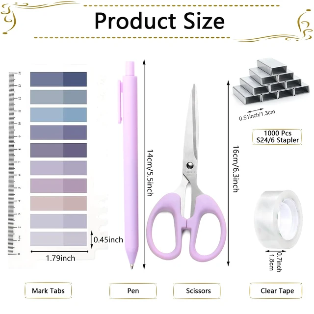 Alt view image 6 of 7 - Office Supplies,Purple Desk Accessories,Stapler and Tape Dispenser Set for Women with Stapler,Tape Dispenser,Staple Remover,Staples,Clips,Scissors and Tabs,Gift for Student,Teacher,Coworkers,Business
