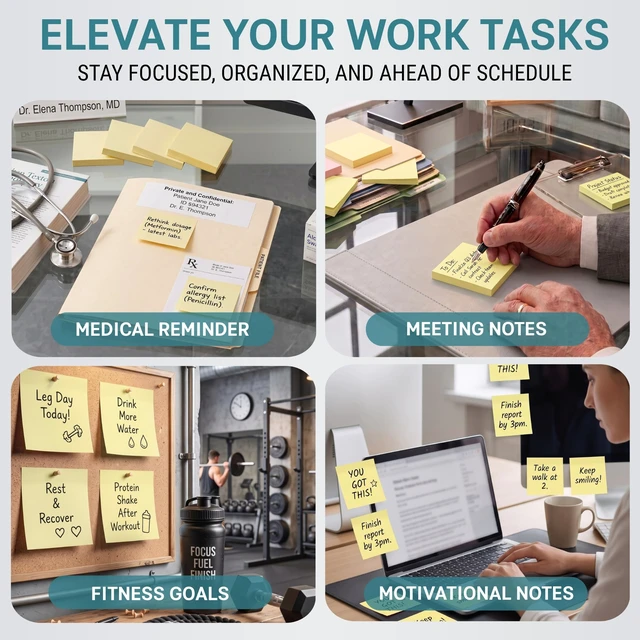 Alt view image 5 of 7 - Sticky Notes 3x3, 24 Pads/2400 Sheets, Strong Self-Adhesive Note Pads 3x3 Sticky Notes Pad, Repositionable, Removes Cleanly, Smooth Thick Paper, Ideal for Home, Office & School