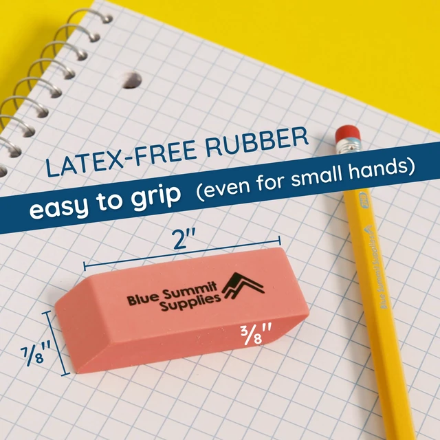 Alt view image 4 of 7 - 100 Pack Pink Erasers, Latex Free Rubber, School Use Durable Latex Free Rubber Erasers, Bright Pink, Outlast Built-in Erasers, for Kids, School, and Classroom Use