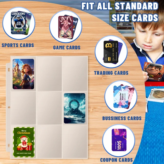 Alt view image 3 of 7 - 1800 Pocket Trading Card Sleeves - Double-Sided, Clear for 3-Ring Binder, Game, Sports & Business Cards