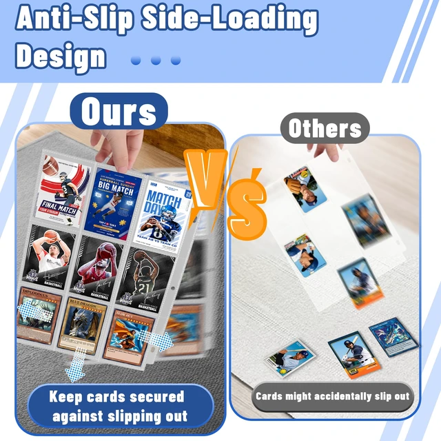 Alt view image 4 of 7 - 1800 Pocket Trading Card Sleeves - Double-Sided, Clear for 3-Ring Binder, Game, Sports & Business Cards