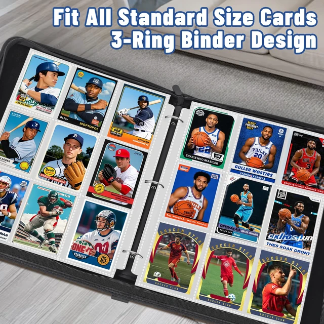 Alt view image 5 of 7 - 1800 Pocket Trading Card Sleeves - Double-Sided, Clear for 3-Ring Binder, Game, Sports & Business Cards
