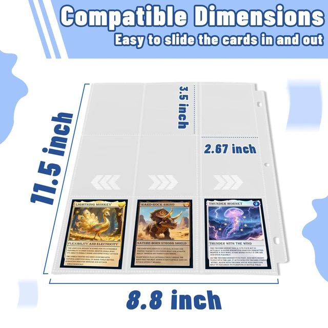 Alt view image 6 of 7 - 1800 Pocket Trading Card Sleeves - Double-Sided, Clear for 3-Ring Binder, Game, Sports & Business Cards