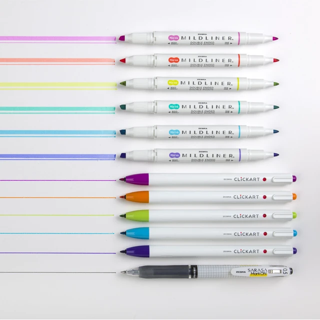 Alt view image 3 of 7 - Notetaking Set, MILDLINER, CLiCKART & SARASA, Assorted, 12-Pack Includes 6 MILDLINER Highlighters, 5 CLiCKART Felt Tip Pens & 1 SARASA MarkOn Pen, Ideal for Bible Study & Note-Taking (12012