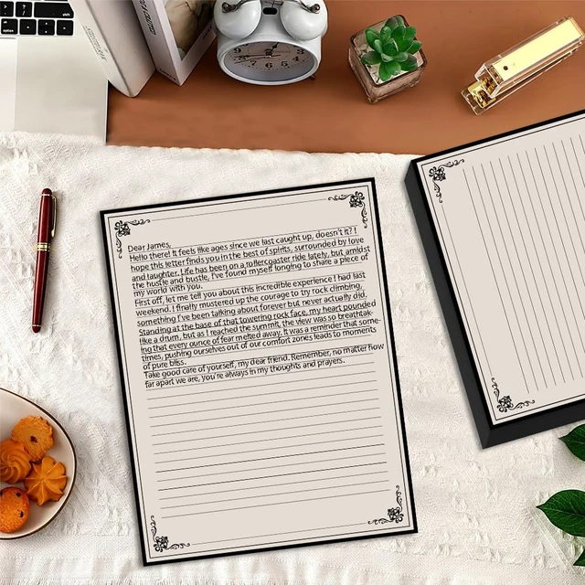 Alt view image 2 of 7 - (3-Pack) Vintage Lined Paper - 150 Sheets Stationary Paper for Writing Letters, 100gsm, Stationery for Writing Letters, Invitations, Stationery Writing Papers, 8.5'' x 11''