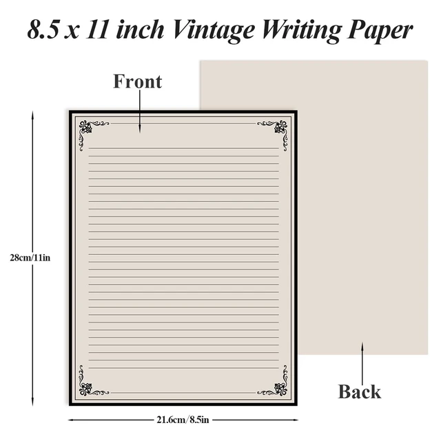 Alt view image 3 of 7 - (3-Pack) Vintage Lined Paper - 150 Sheets Stationary Paper for Writing Letters, 100gsm, Stationery for Writing Letters, Invitations, Stationery Writing Papers, 8.5'' x 11''