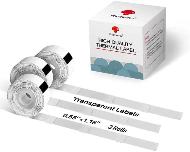 Main image of D30 Label, 3 Roll Transparent Label,0.55" x 1.18" Thermal Stickers Ideal for home storage, office files, school supplies, kitchen jar marking & daily classification, 210 Labels/roll, 3 Roll