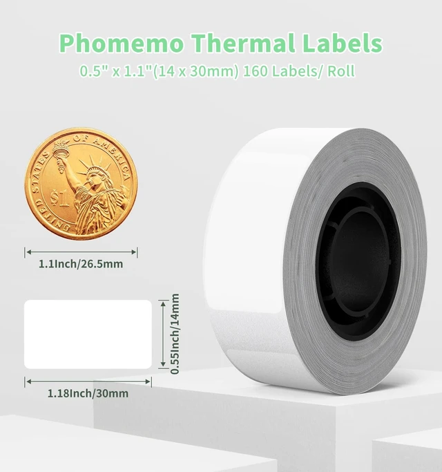 Alt view image 7 of 7 - D30 Thermal Labels, 0.55'' x 1.18'' Self-Adhesive Cute Stickers Ideal for home storage, office, school supplies, kitchen jar marking & daily classification, Sleek Labeling, No Curl or Peel