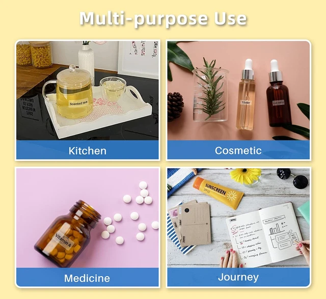 Alt view image 4 of 7 - D30 Label, 3 Roll Transparent Label,0.55" x 1.18" Thermal Stickers Ideal for home storage, office files, school supplies, kitchen jar marking & daily classification, 210 Labels/roll, 3 Roll