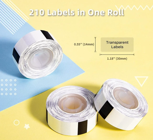Alt view image 5 of 7 - D30 Label, 3 Roll Transparent Label,0.55" x 1.18" Thermal Stickers Ideal for home storage, office files, school supplies, kitchen jar marking & daily classification, 210 Labels/roll, 3 Roll