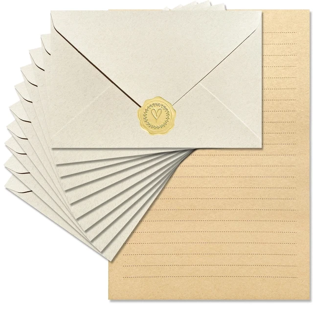 Main image of Premium Velvet-Touch Stationery Set Unique Design with 24 Writing Sheets, 12 Envelopes (4x6) & 12 Gold Stickers - Elegant Writing Kit for Love Letters & Party Invitations(Ivory White Sticker)