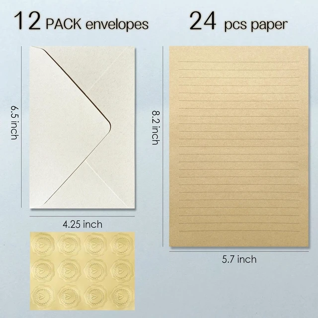 Alt view image 3 of 7 - Premium Velvet-Touch Stationery Set Unique Design with 24 Writing Sheets, 12 Envelopes (4x6) & 12 Gold Stickers - Elegant Writing Kit for Love Letters & Party Invitations(Ivory White Sticker)