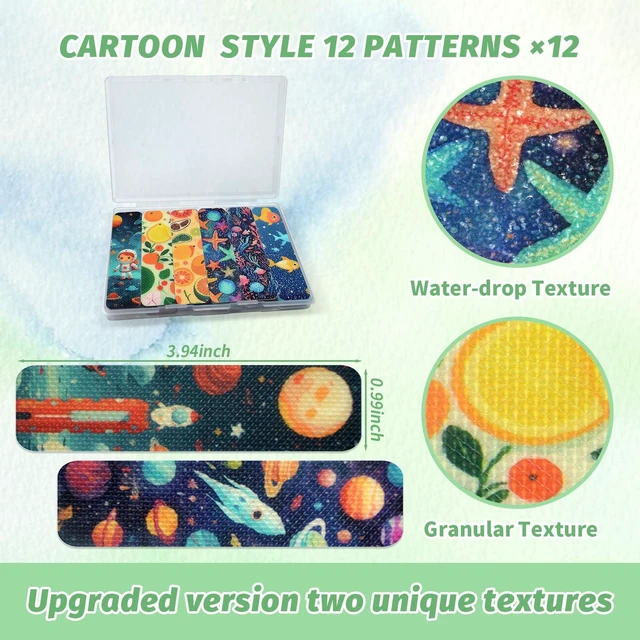Alt view image 2 of 6 - 72 Pieces Anxiety Sensory Stickers with Storage Box - Sensory Stickers 2 Textured Surface - Fidget Strips for Office Desk Adult Stress (Cartoon)