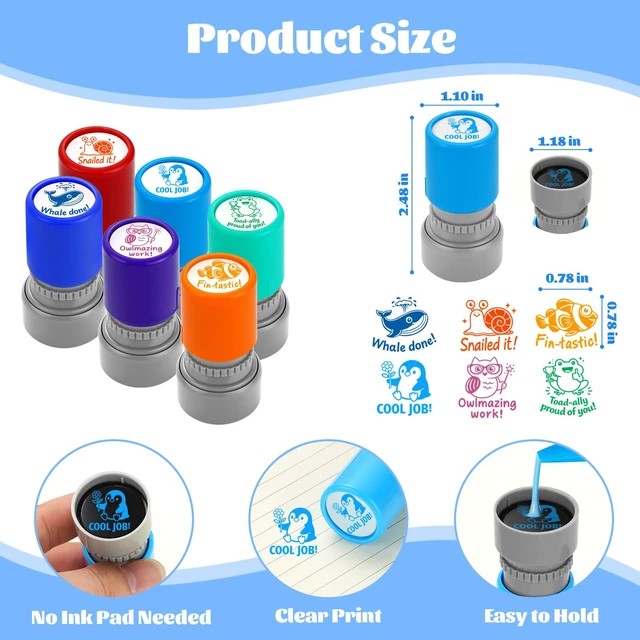 Alt view image 3 of 7 - 6Pcs Animal Teacher Stamps for Classroom, New Teacher Appreciation Gifts Self Inking Grading Stamps Set, Motivational Reward Stamps, Preschool Essentials for Elementary, Homeschool