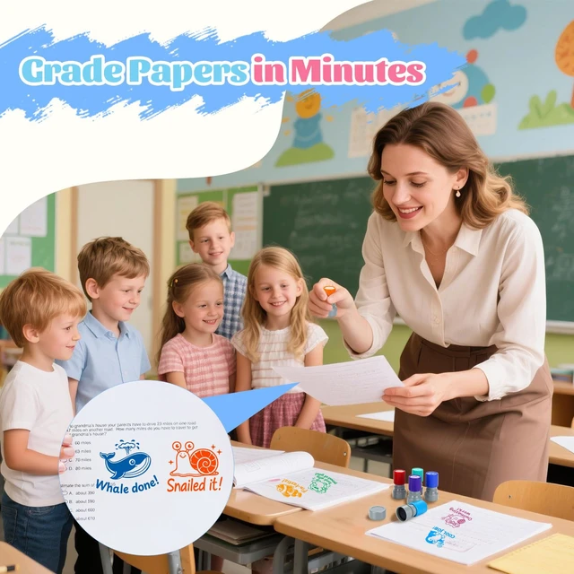 Alt view image 4 of 7 - 6Pcs Animal Teacher Stamps for Classroom, New Teacher Appreciation Gifts Self Inking Grading Stamps Set, Motivational Reward Stamps, Preschool Essentials for Elementary, Homeschool