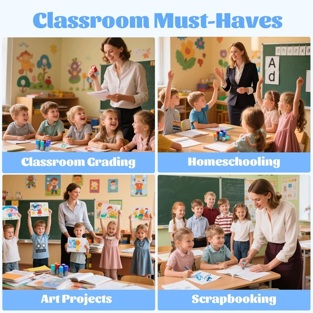 Alt view image 6 of 7 - 6Pcs Animal Teacher Stamps for Classroom, New Teacher Appreciation Gifts Self Inking Grading Stamps Set, Motivational Reward Stamps, Preschool Essentials for Elementary, Homeschool