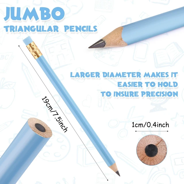Alt view image 2 of 6 - 48 Pcs Large Pencils 3 Sharpeners,Turquoise Blue Series,Round Jumbo Thick Grip, Preschoolers Kindergarten Beginners, My First Pencil Set, Easy Hold Kids School Writing Practice Supplies