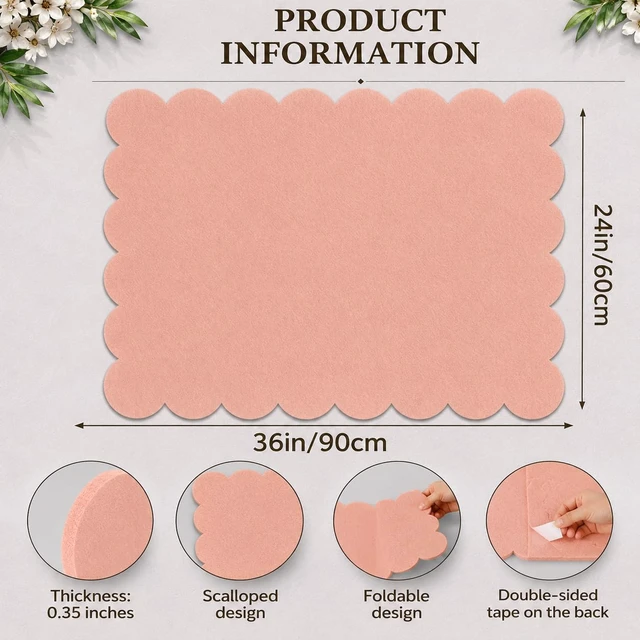 Alt view image 2 of 7 - Scalloped Felt Bulletin Board 36 x 24 Inches, Pink Pin Board for Wall Large Vision Board for Girls Bedroom, Dorm & Kids Room, Decorative Memo Board for Photos, Notes, Study Display and Wall Decor