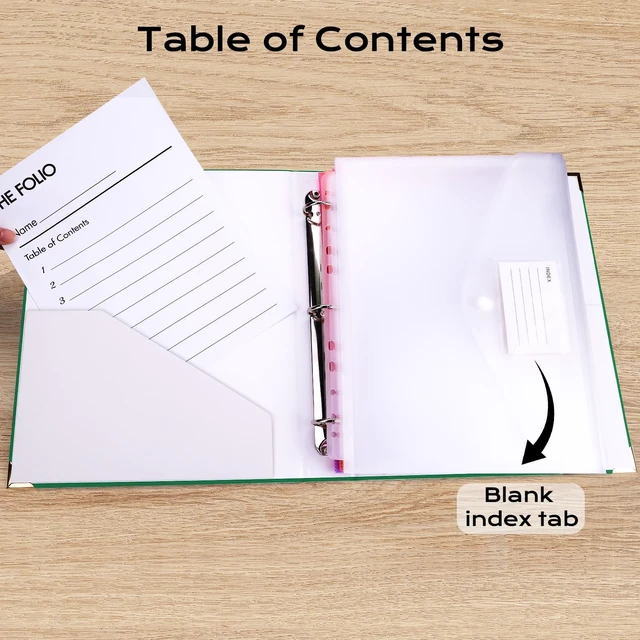 Alt view image 6 of 7 - Important Document Organizer 3 Ring Linen Binders Folio File Folders Darkgreen Expanding Storage Holder with Gold-foiled Hardcover, 9 Pockets & Labels for A4, Letter Size Papers, Home & Office