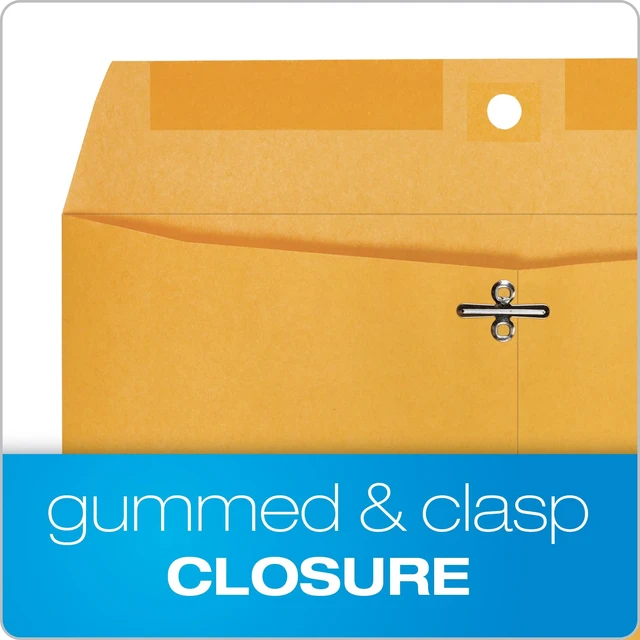 Alt view image 3 of 6 - 10" x 13" Clasp Envelopes, Heavy 32 lb Brown Kraft, Gummed Flap, 100/Box (QUA37797)