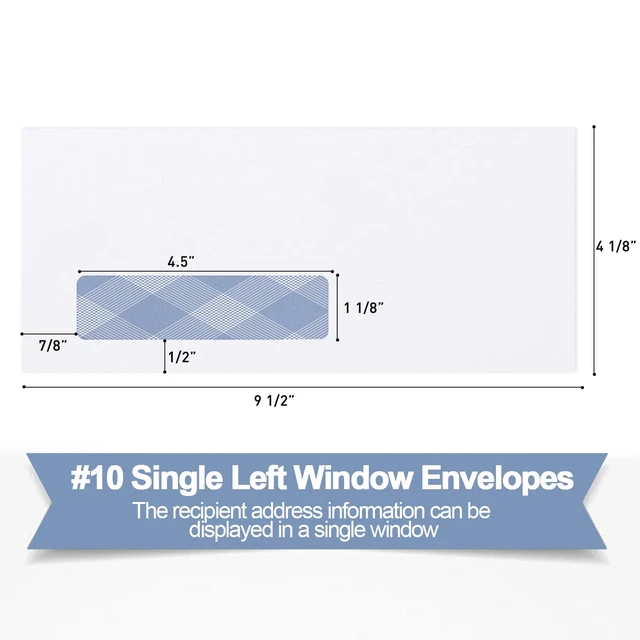 Alt view image 2 of 7 - 1000 Pack #10 Single Window Self-Seal Envelopes, Security Tinted Size 4 1/8 X 9 1/2 Inch, For QuickBooks Invoices, Business Statements and Computer Printed Checks, 24 LB Paper