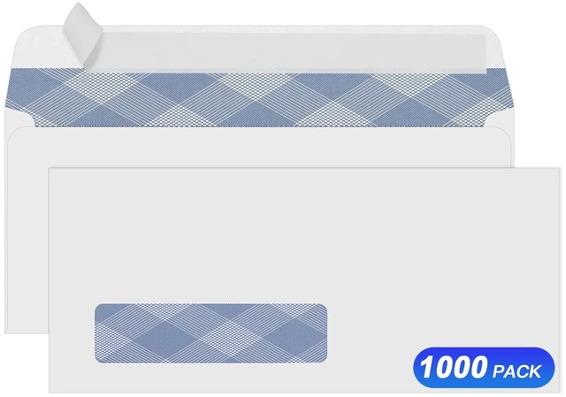 Main image of 1000 Pack #10 Single Window Self-Seal Envelopes, Security Tinted Size 4 1/8 X 9 1/2 Inch, For QuickBooks Invoices, Business Statements and Computer Printed Checks, 24 LB Paper