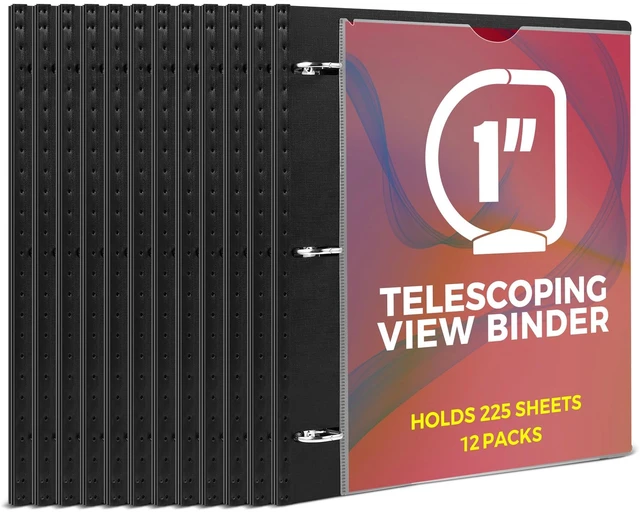 Main image of 1 Inch Telescoping 3 Ring Binder-12PCS, Flexible Binder with Customized Front Cover, Holds 8.5x11 Paper, School Office Supplies, Black