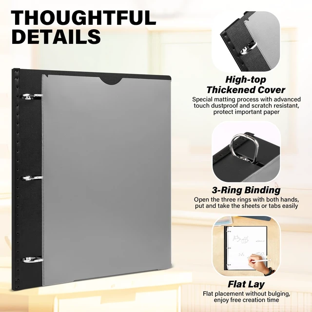Alt view image 3 of 7 - 1 Inch Telescoping 3 Ring Binder-12PCS, Flexible Binder with Customized Front Cover, Holds 8.5x11 Paper, School Office Supplies, Black