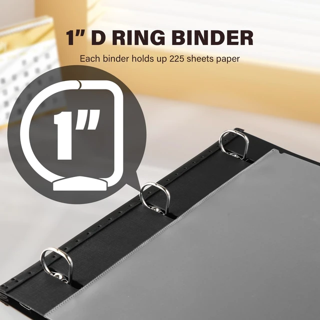 Alt view image 5 of 7 - 1 Inch Telescoping 3 Ring Binder-12PCS, Flexible Binder with Customized Front Cover, Holds 8.5x11 Paper, School Office Supplies, Black