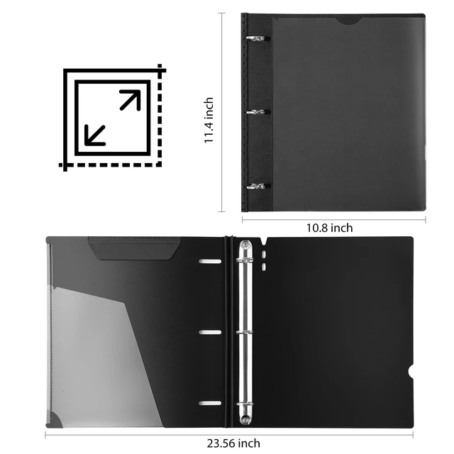 Alt view image 7 of 7 - 1 Inch Telescoping 3 Ring Binder-12PCS, Flexible Binder with Customized Front Cover, Holds 8.5x11 Paper, School Office Supplies, Black