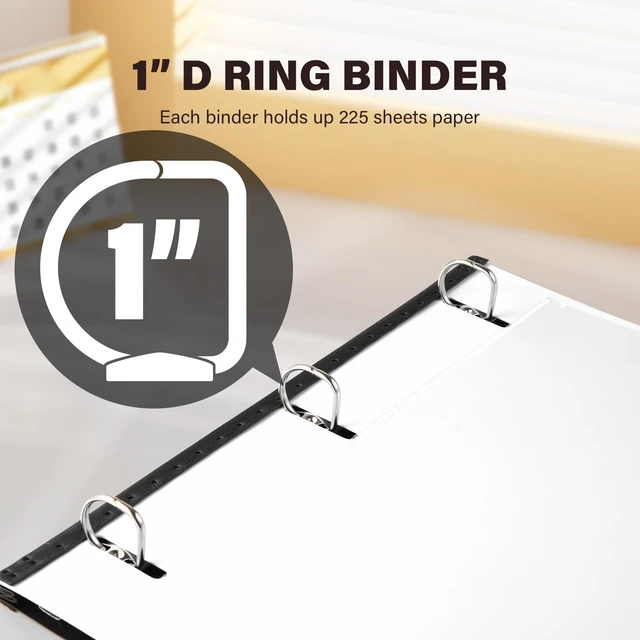 Alt view image 5 of 6 - 12 Pack Telescoping 3 Ring Binder 1 Inch, Flexible Thin Binder with Customized Front Cover, Holds 8.5x11 Paper, School Office Supplies, White