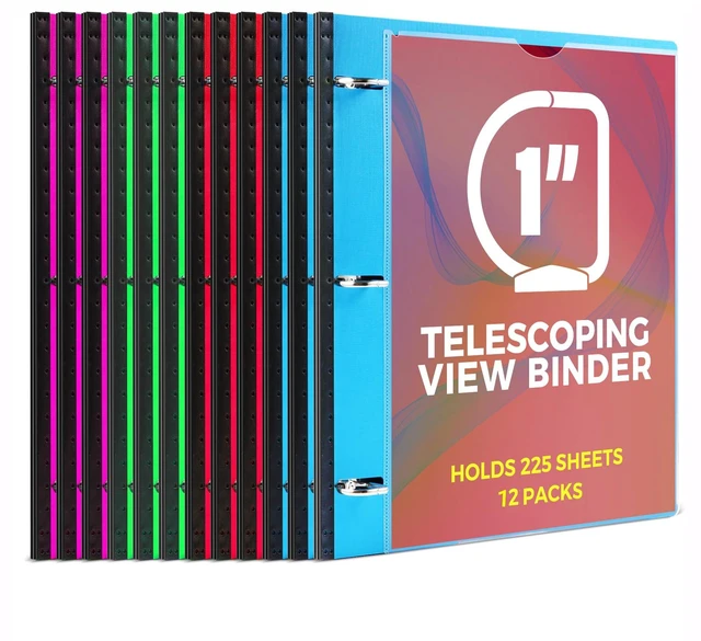 Main image of 1 Inch Telescoping 3 Ring Binder-12PCS, Flexible Binder with Customized Front Cover, Holds 8.5x11 Paper, School Office Supplies, 4 Colors