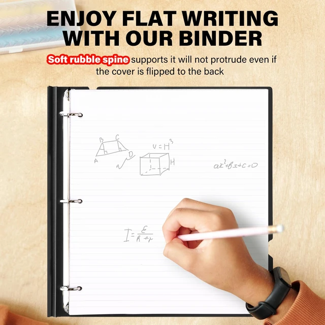 Alt view image 4 of 7 - 1 Inch Telescoping 3 Ring Binder-12PCS, Flexible Binder with Customized Front Cover, Holds 8.5x11 Paper, School Office Supplies, Black