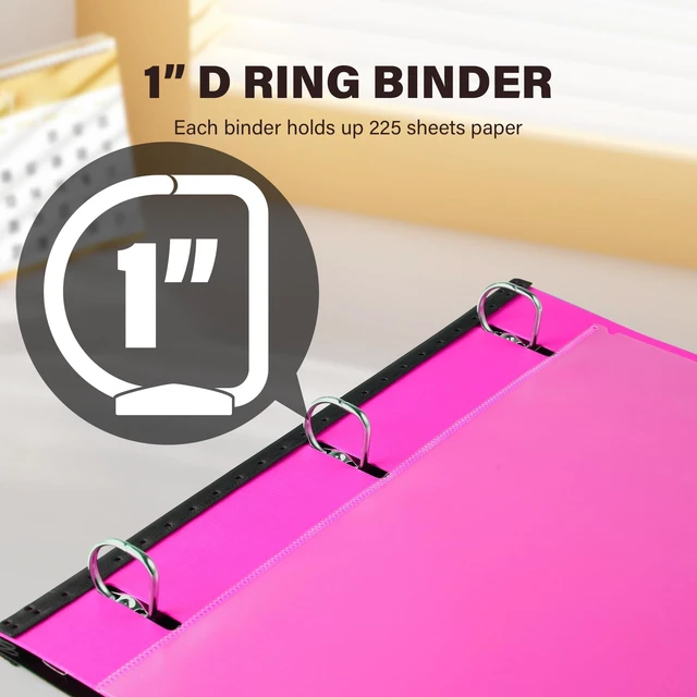 Alt view image 5 of 6 - 1 Inch Telescoping 3 Ring Binder-12PCS, Flexible Binder with Customized Front Cover, Holds 8.5x11 Paper, School Office Supplies, 4 Colors