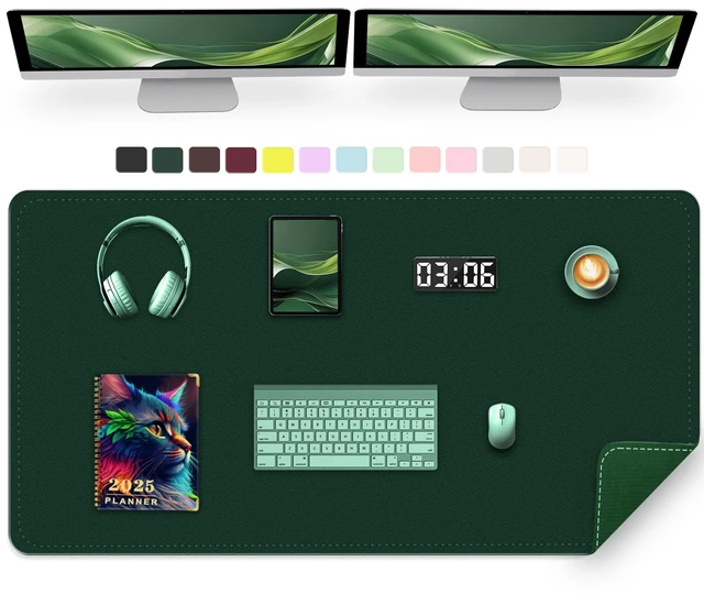 Main image of 47.2" x 23.6" Large Desk Pad Mat - Non-Slip PU Leather Desk Mat, Large Mouse Pad, Computer Mat for Keyboard Mouse, Waterproof Desk Writing Mat, Desk Blotter Mat for Work (Dark Green)