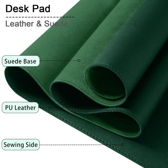 Alt view image 3 of 6 - 47.2" x 23.6" Large Desk Pad Mat - Non-Slip PU Leather Desk Mat, Large Mouse Pad, Computer Mat for Keyboard Mouse, Waterproof Desk Writing Mat, Desk Blotter Mat for Work (Dark Green)