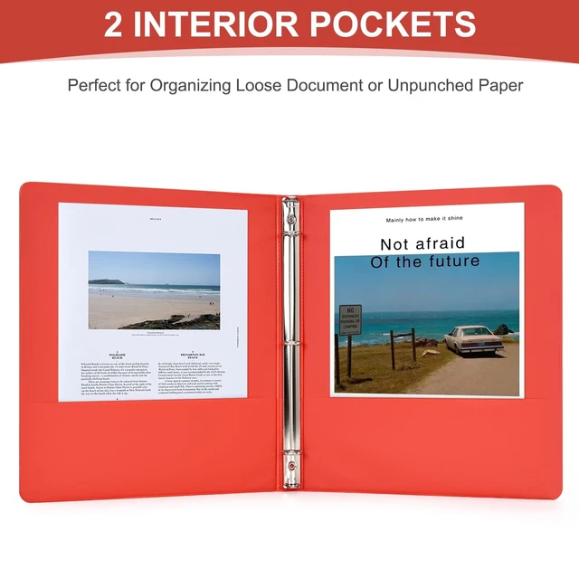Alt view image 5 of 7 - 0.5 Inch 3 Ring Binders with 2 Interior Pockets, 6 Pack Assorted Rainbow Colors, Durable 1/2 In Binders for US Letter Size 8.5 x 11 Inches Paper, Ideal for School, Office, and Home Organization