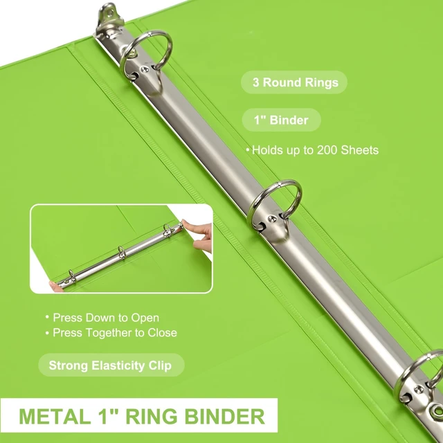 Alt view image 6 of 7 - 1-inch 3 Ring Binde with 2 Inside Pockets, 1" Clear View Binder Holds US Letter Size 8.5'' x 11" Paper, 1 Round Ring Binder for Office/Home/School Supply, 6 Pack (6 Colors Assorted)