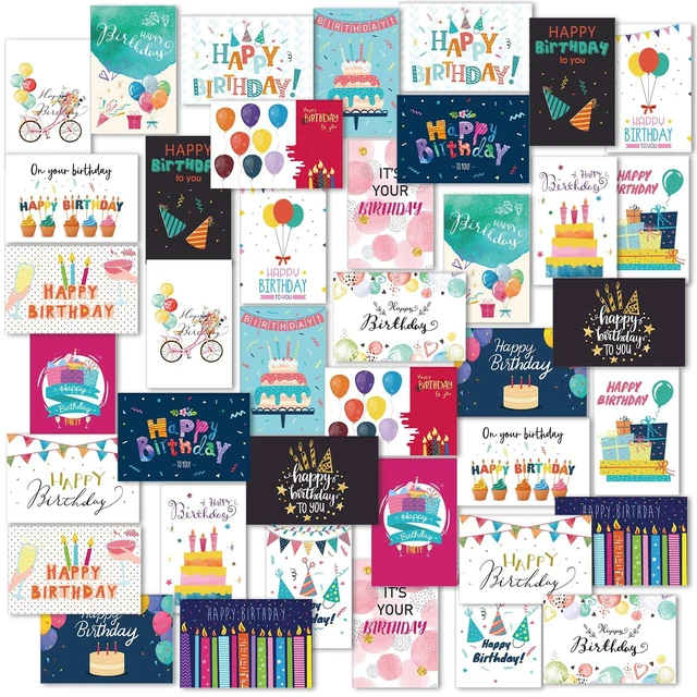 Main image of 200 Pack Happy Birthday Card Assorted Bulk with Blank Envelopes and Stickers 4 x 6 Inches Greeting Blank Happy Birthday Cards for Men Women Adults Kids, 20 Styles(Colorful Style)