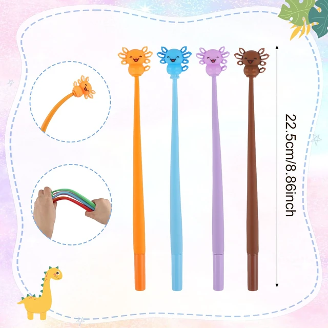 Alt view image 3 of 7 - 30 Pack Axolotl Pens For Kids, Silicone Party Favor Pens 15 Styles, Soft Silicone Topper, Stress-Relief Wiggle Design, Smooth Writing, Classroom Prizes, Party Favors for Kids 8-12