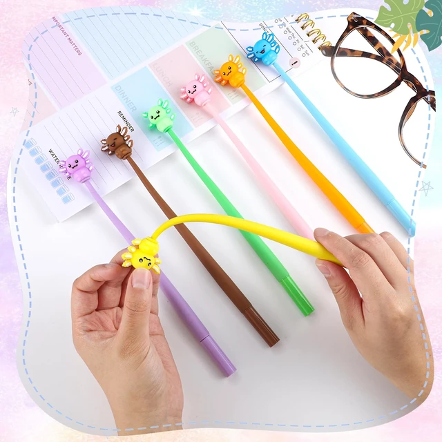 Alt view image 4 of 7 - 30 Pack Axolotl Pens For Kids, Silicone Party Favor Pens 15 Styles, Soft Silicone Topper, Stress-Relief Wiggle Design, Smooth Writing, Classroom Prizes, Party Favors for Kids 8-12