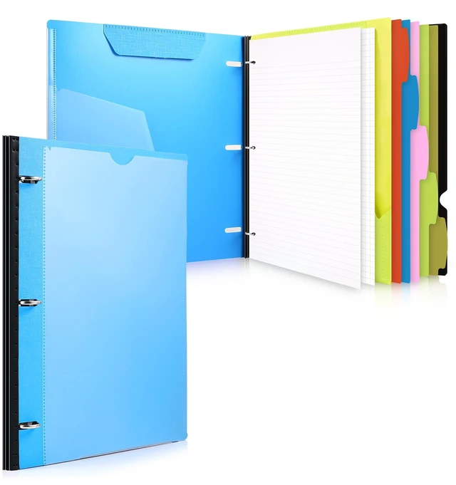 Main image of 1-Pack Telescoping 3 Ring Binder Notebook, Blue Includes Front Cover / Tabbed Catalog Pocket / 5 Tab Dividers / 1 Pocket Folder / 60 Sheets of Paper