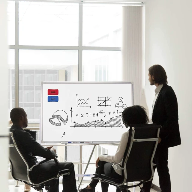 Alt view image 5 of 7 - Mobile Whiteboard 36"x24" Magnetic Dry Erase Board with Stand - Adjustable Height Double Side Rolling White Boards on Wheels for Home, Office & School