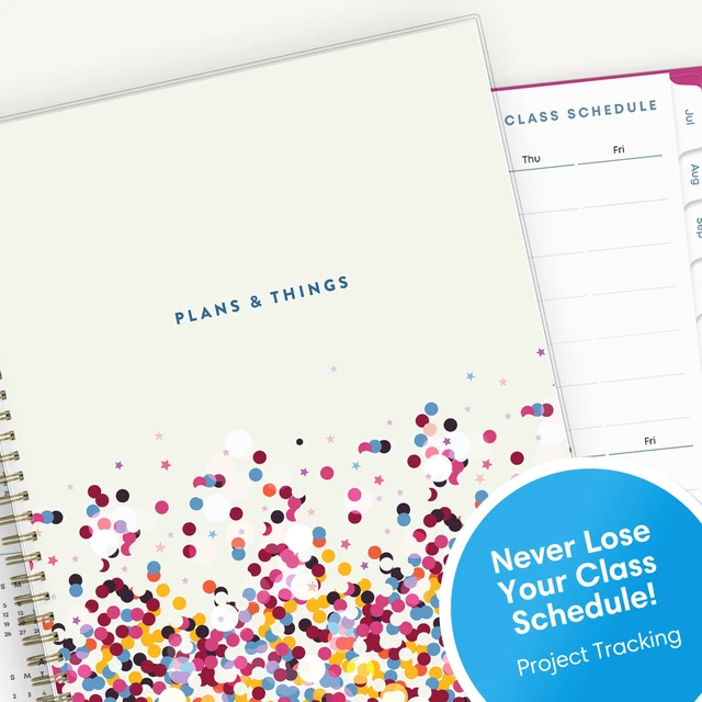 Alt view image 6 of 7 - 2025-2026 Weekly & Monthly Academic Planner 8.5"x11" Star Confetti July 2025 - June 2026, Flexible Cover, Wirebound, Laminated Tabs, Academic Year Student Planner