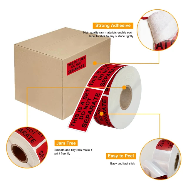 Alt view image 4 of 7 - 12 Rolls 1" x 2" Warning Label,This is a Set Do Not Separate Dark Red Packing Labels Permanent Adhesive (12 Rolls, 6000 Labels)