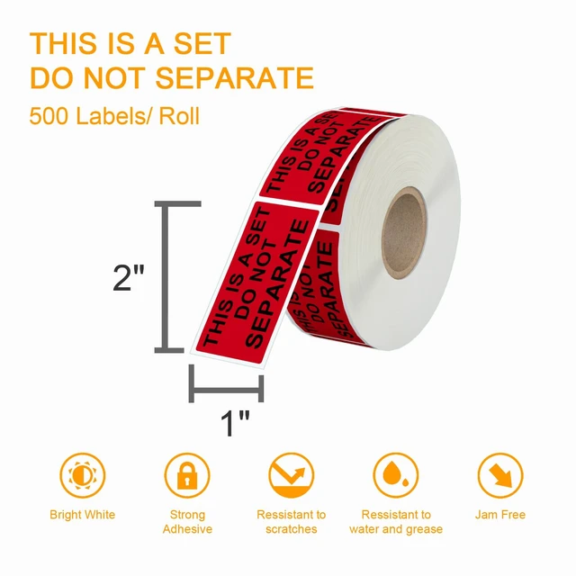 Alt view image 3 of 7 - 12 Rolls 1" x 2" Warning Label,This is a Set Do Not Separate Dark Red Packing Labels Permanent Adhesive (12 Rolls, 6000 Labels)