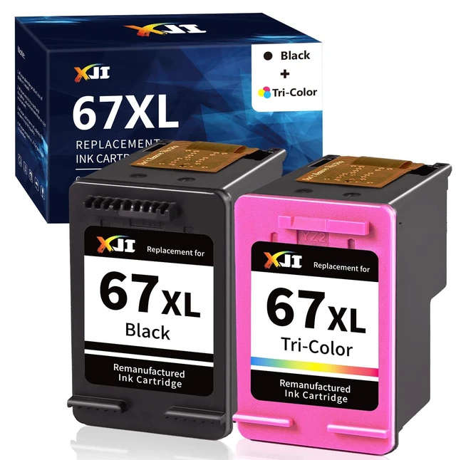 Main image of Remanufactured Ink Cartridges Replacement for HP 67XL 67 XL Black Color Combo Pack, for Deskjet Plus 2700 2700e 2755 2755e 2855e 4100 4100e 4155 4155e 4255e Envy Pro 6000 6055e 6400 6455e Printer