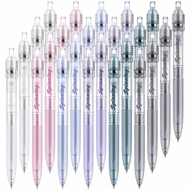 Main image of 24 Pcs Fidget Spinner Pens for Adults Black Ink Gel Pens, Cylinder Fidget Pens with Fidget Ball Stress Relief Pen Spinning Pen for Office Supplies Journaling