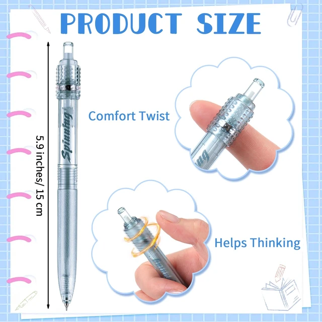 Alt view image 2 of 7 - 24 Pcs Fidget Spinner Pens for Adults Black Ink Gel Pens, Cylinder Fidget Pens with Fidget Ball Stress Relief Pen Spinning Pen for Office Supplies Journaling